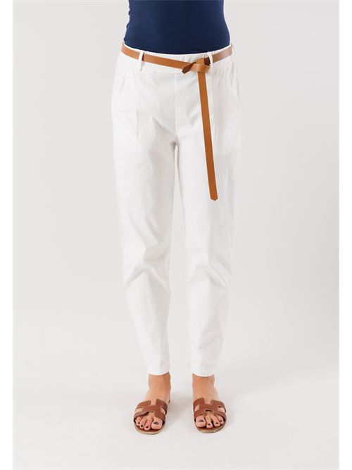Pantaloni in cotone elasticizzato con cintura NH233 KONTATTO | NH233NBIANCO