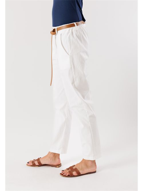 Pantaloni in cotone elasticizzato con cintura NH233 KONTATTO | NH233NBIANCO