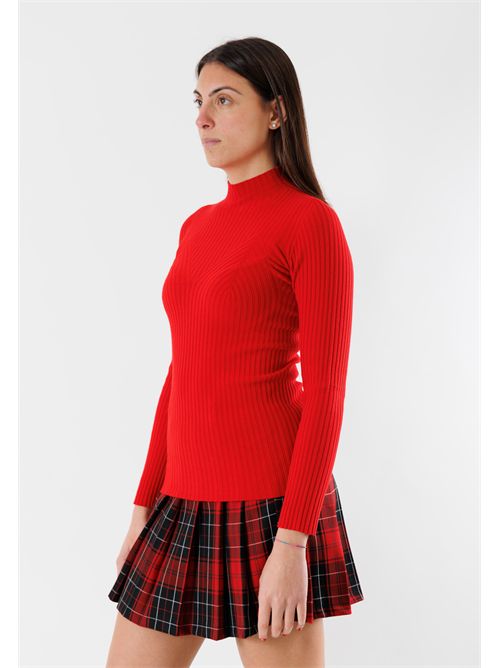 Thin ribbed pullover, with a high collar and a fitted line 3M0814 KONTATTO | 3M0814CROSSO