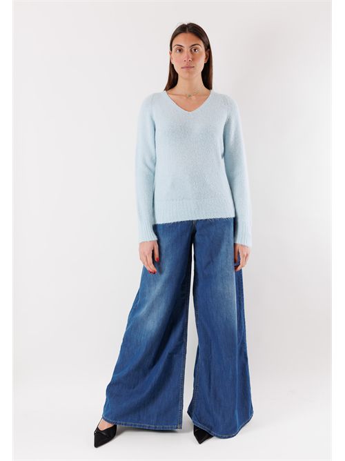 Long sleeve sweater made of bouclé yarn mixed with mohair FA119C KONTATTO | FA119CAZZURRO