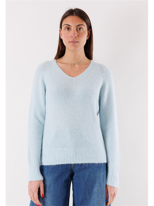 Long sleeve sweater made of bouclé yarn mixed with mohair FA119C KONTATTO | FA119CAZZURRO