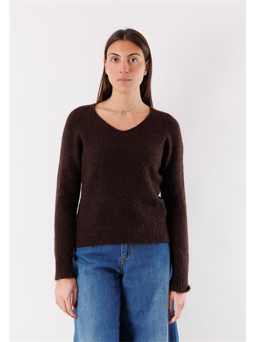 Long sleeve sweater made of bouclé yarn mixed with mohair FA119C KONTATTO | FA119CMORO